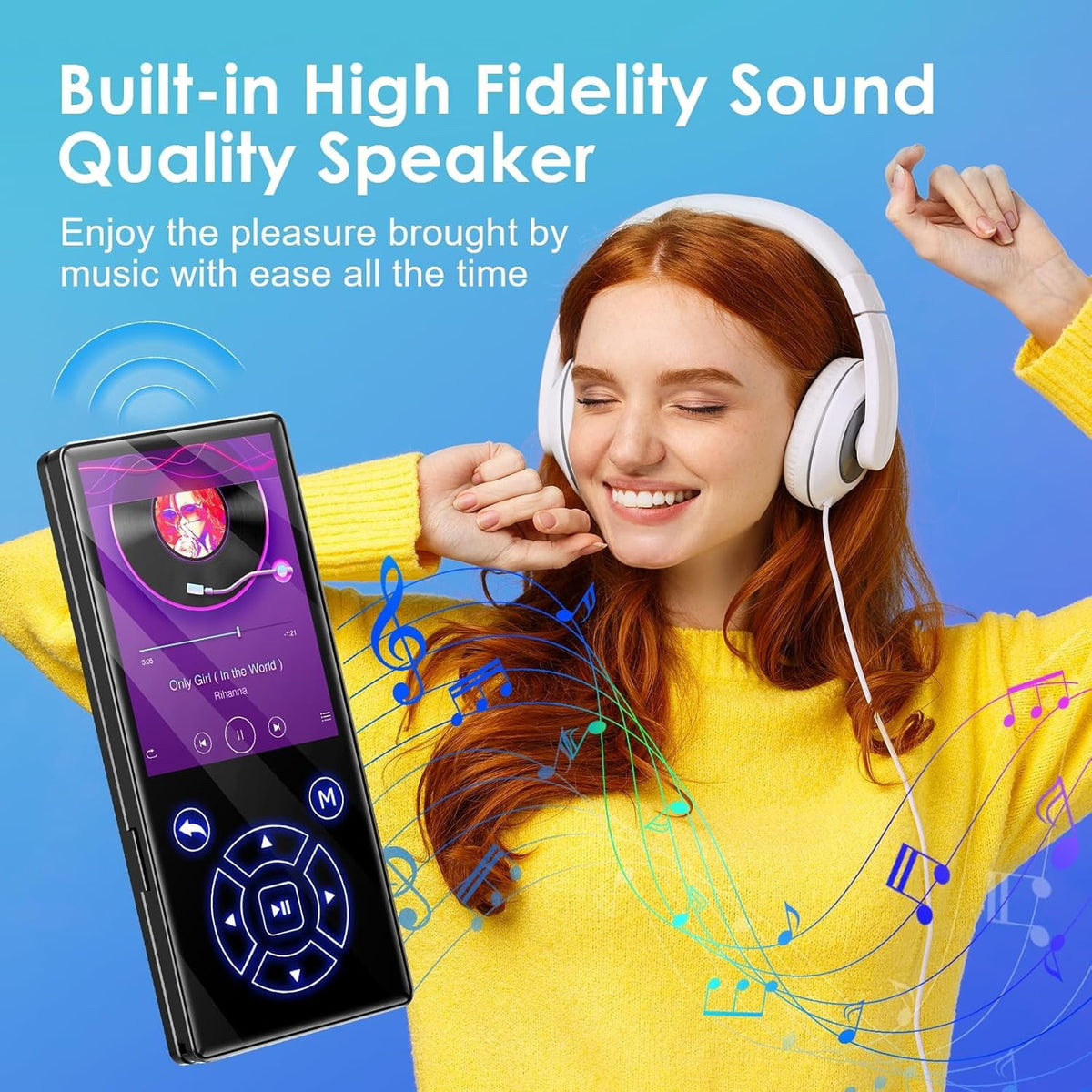 MUSICOZY 64GB MP3 Player Touch Screen Earphone Portable Digital Music Player Lossless HiFi Audio MP3 MP4 Player Support FM Radio/Video/Recorder/E-Book Supports up to 128GB for Studying Running