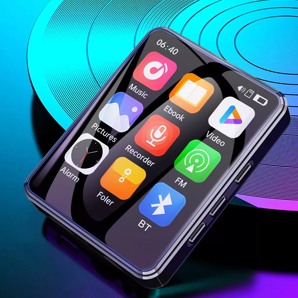 MP3 Player Bluetooth 5.3 64GB Mp3 Music Player with 2.4 Touch Screen Portable Digital Audio Player with HD Speaker FM Radio Sports Music Player Recording Support up 128GB Black