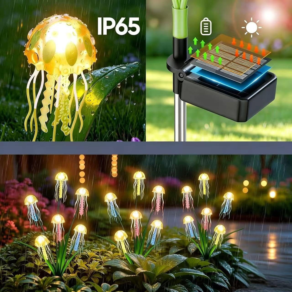 Solar Garden Lights Outdoor 2 Pack 12 LEDs Waterproof Solar Powered Jellyfish Lights Christmas Garden Decorative Lights for Outside Yard Pathway Lawn Warm White Decorations - Unique Gifts for Holiday