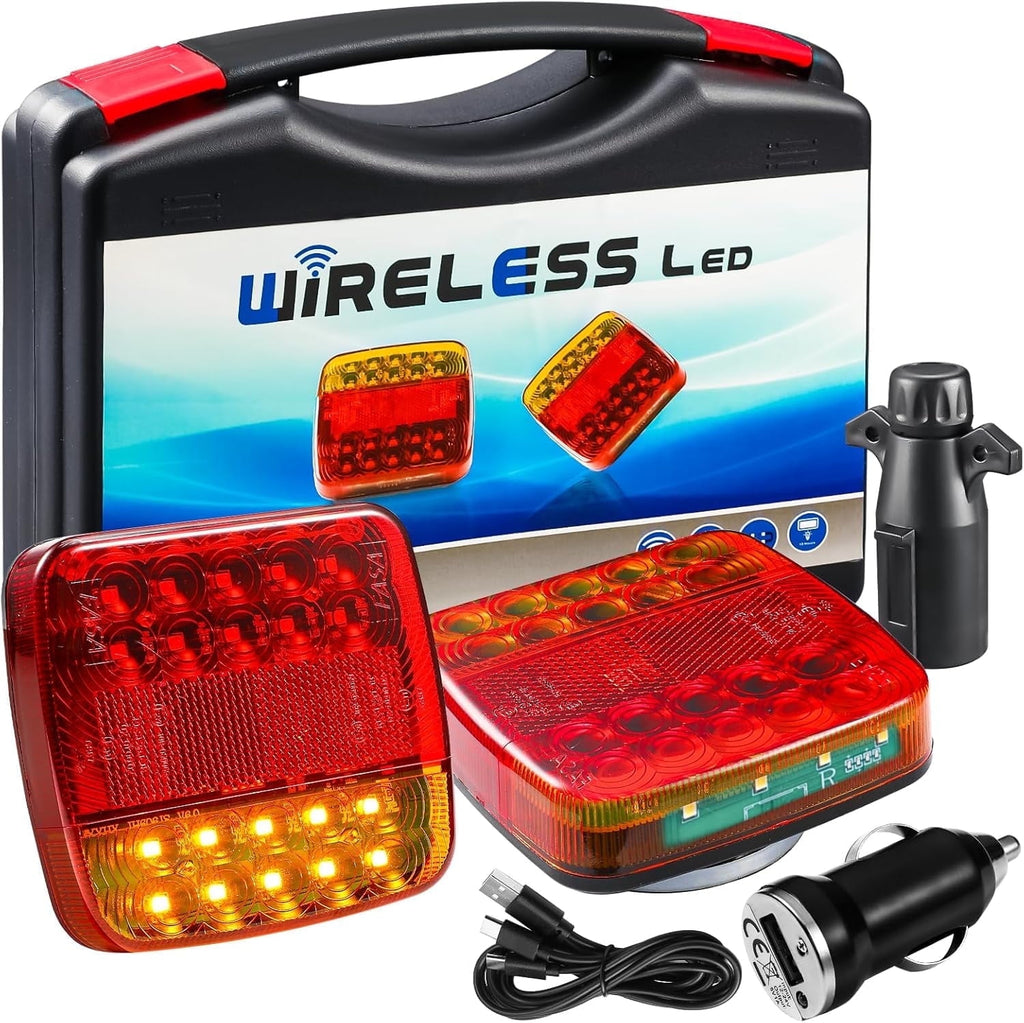 2-Pack Wireless Magnetic LED Trailer Light Set Ip67 Waterproof Wireless Trailer Lights Kit Portable for Pickup Trucks SUVs Boats RVs and More