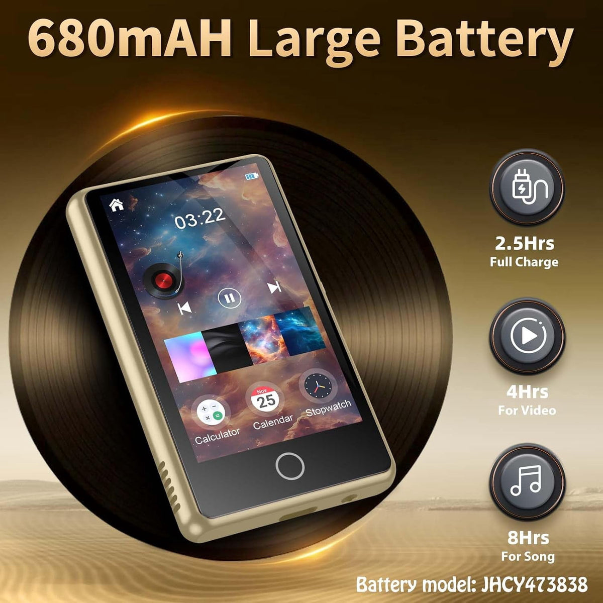 MUSICOZY 80GB MP3 Player with Bluetooth 3″Full Video Format Music Player Portable MP4 Media Player with Built-in Speaker FM Radio Video E-Book Recording for Students Sports. Expandable up to 512GB