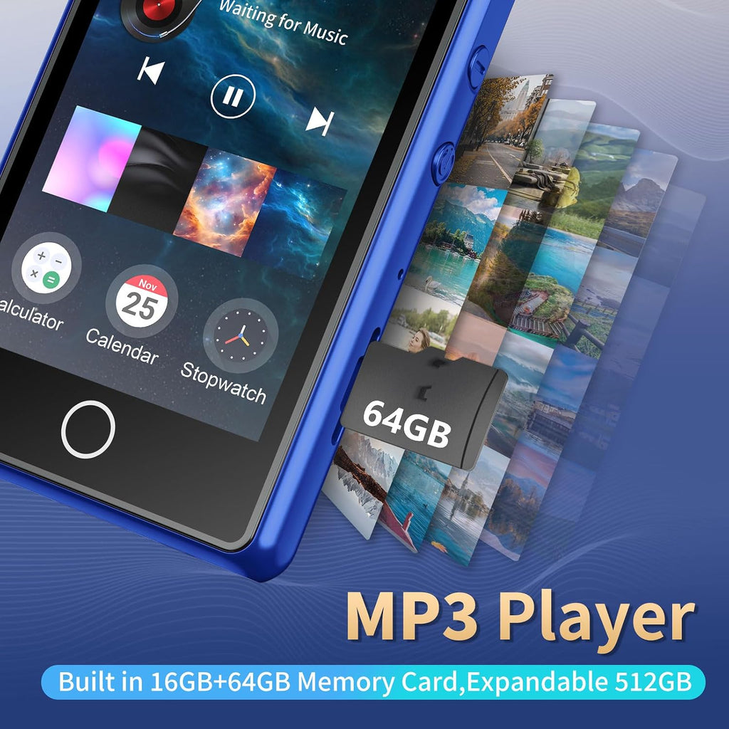 MUSICOZY 80GB MP3 Player with Bluetooth 3″Full Video Format Music Player Portable MP4 Media Player with Built-in Speaker FM Radio Video E-Book Recording for Students Sports. Expandable up to 512GB