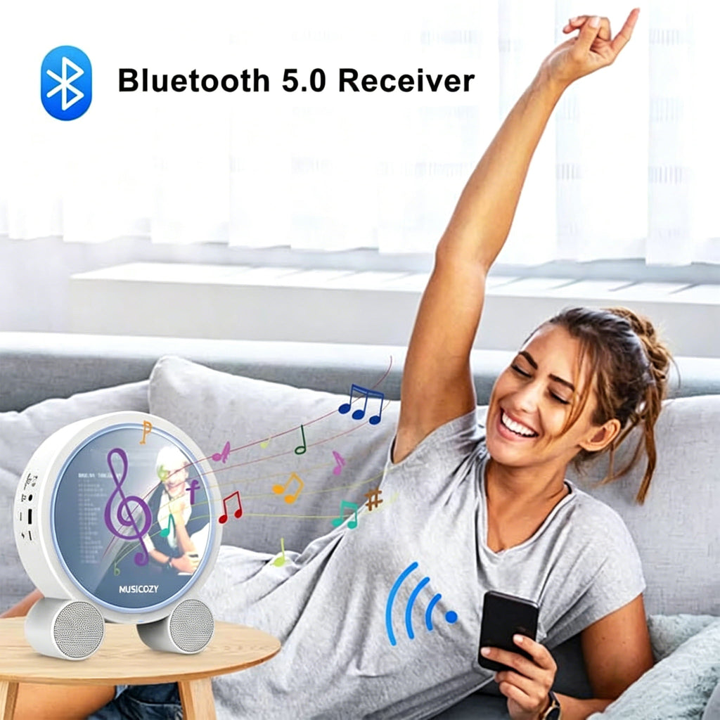 Portable Vertical CD Player with Bluetooth for Home with LCD Screen Wireless Audio CD Player with Remote Control Rechargeable Battery Built in HiFi Speakers Support Timed Music ON/Off FM USB SD