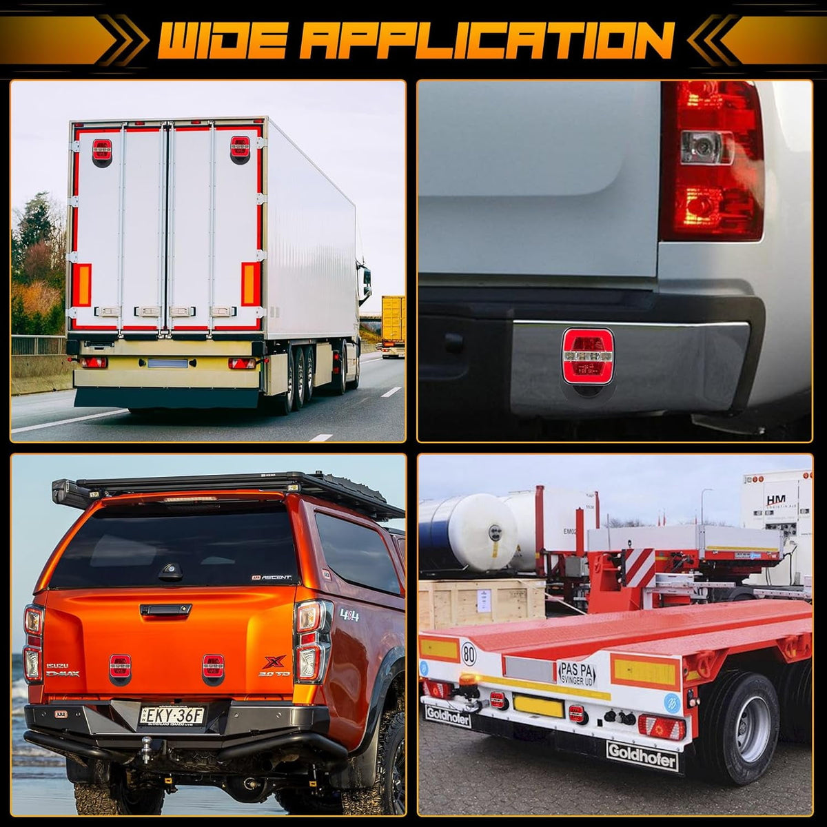 Wireless Trailer Lights-Magnetic Trailer Lights Adjustable Tow Light with Suction Cup Rechargeable Towing Tail Light Kit Brake Turn&Reverse Light Portable LED Towing Lights for Trucks Boat RV Camper