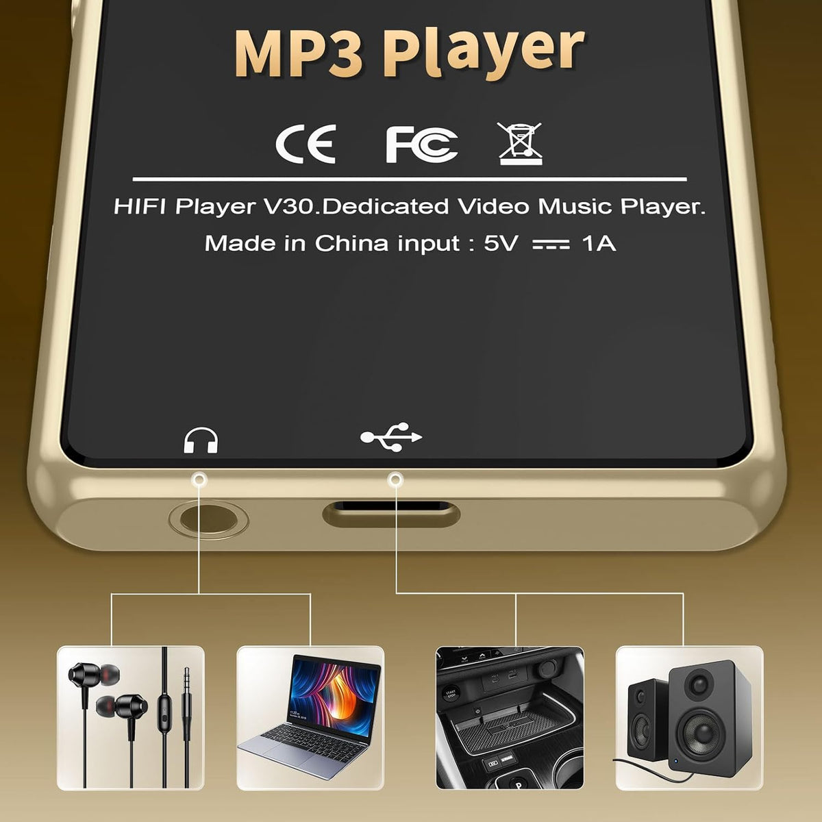 MUSICOZY 80GB MP3 Player with Bluetooth 3″Full Video Format Music Player Portable MP4 Media Player with Built-in Speaker FM Radio Video E-Book Recording for Students Sports. Expandable up to 512GB