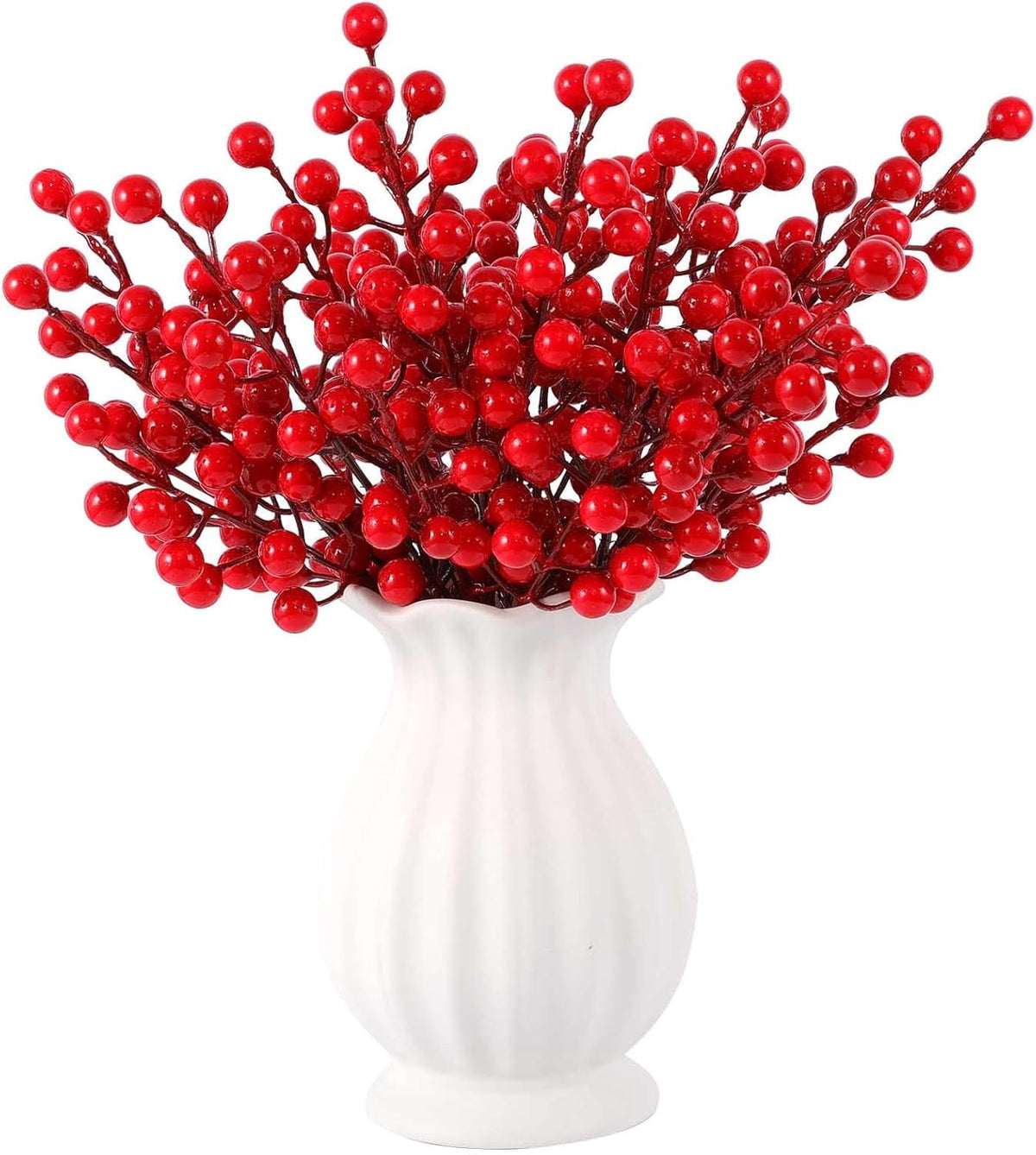 40 Pcs Artificial Berry Stems Branches Fall Halloween Faux Holly Berries Artificial Fall Flowers Accessories for Autumn Thanksgiving Wreath Christmas Tree DIY Craft Decorations Holiday Home Decor