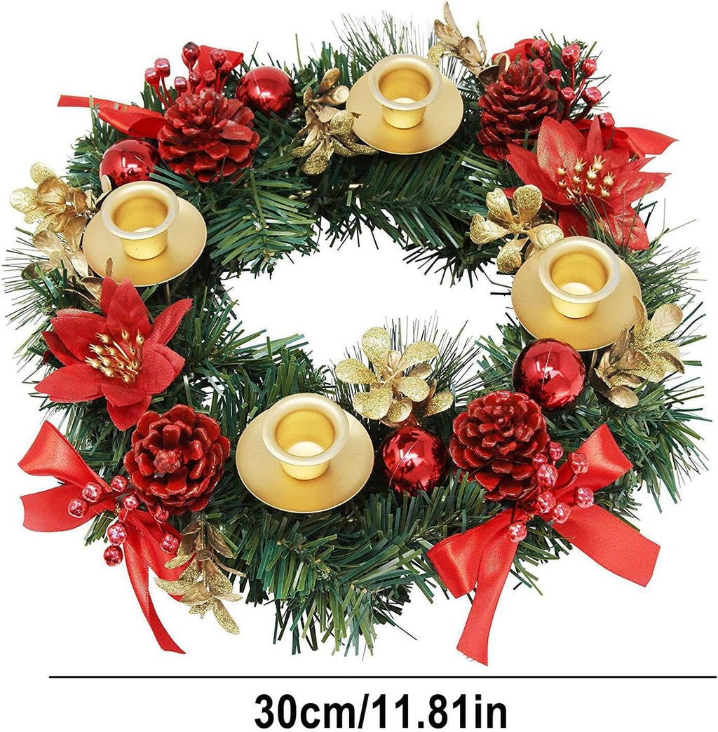 Christmas Advent Wreath Candle Holder Christmas Wreath Decorations 4 Candle Rings Wreaths Xmas Flame Retardant Candle Holder Holiday Wreaths for Home Church Christmas Wedding Table Dinner Party Decor