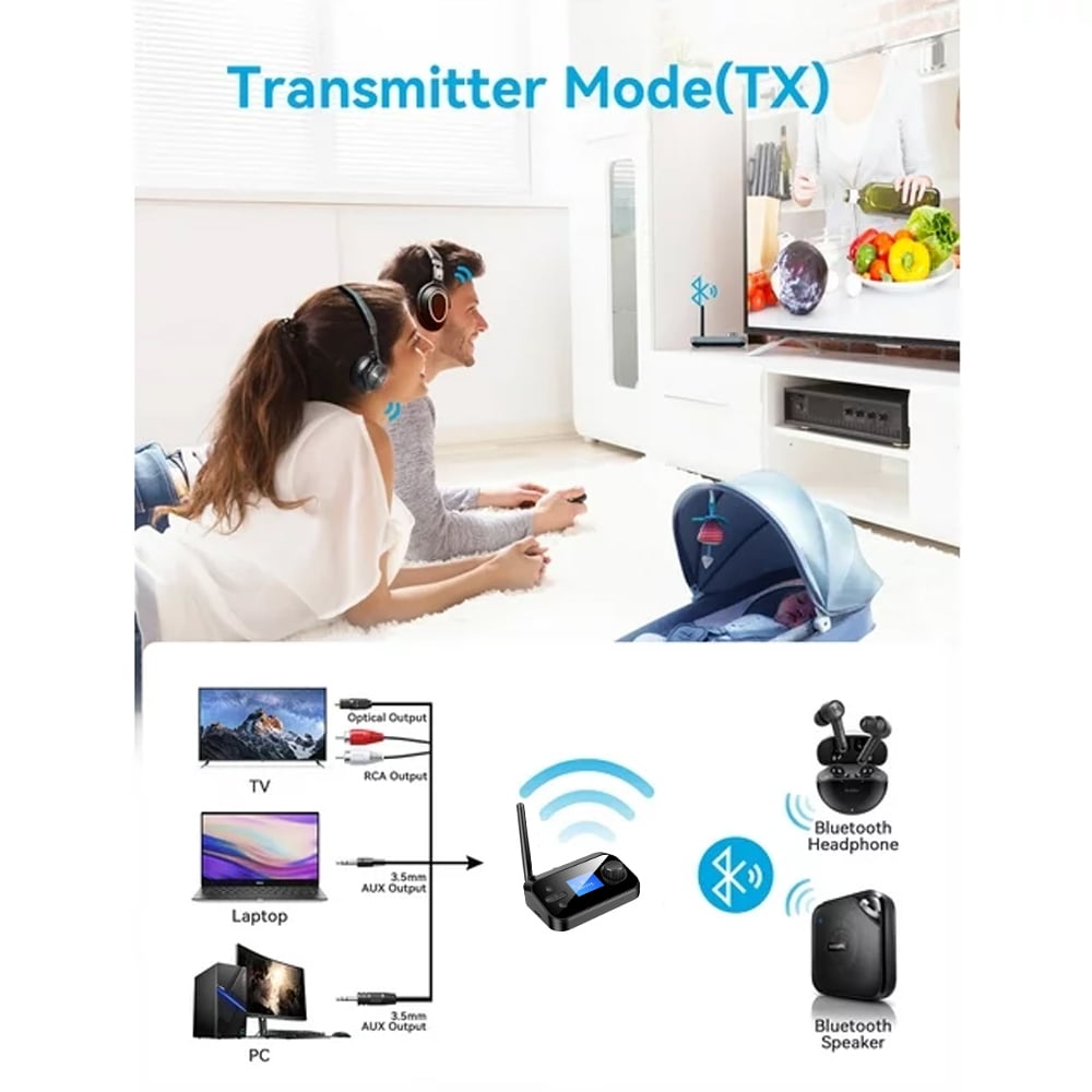 MUSICOZY Bluetooth 5.2 Transmitter Receiver Long Range Bluetooth Audio Adapter Wireless Music Receiver with Dual Channel 3.5mm Aux RCA Port for Home Stereo Laptop Speakers