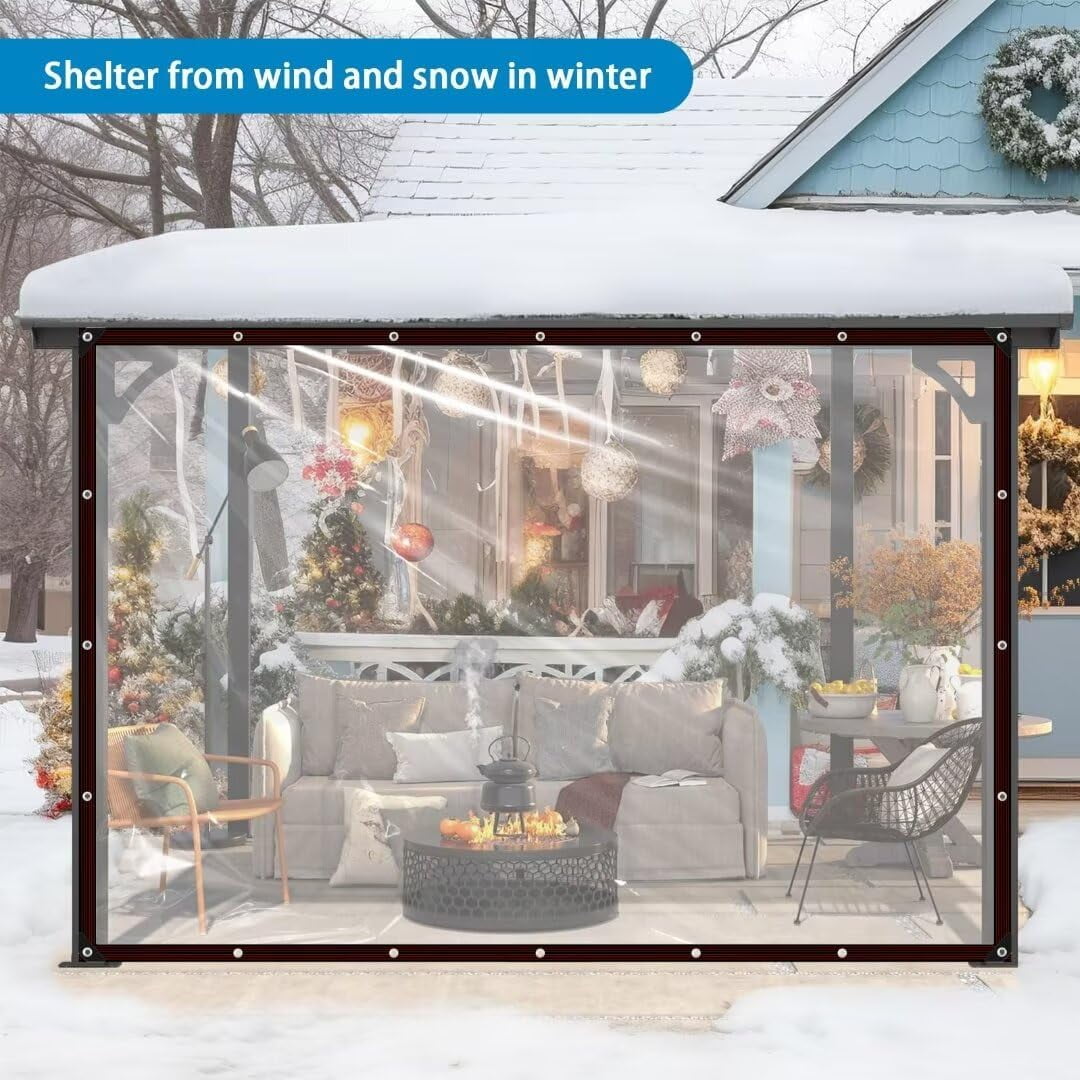 Clear Waterproof Tarps with Grommets 7x13FT with 1 Rolls Ropes Clear Vinyl Tarp Heavy Duty Anti Tear Outdoor Clear Plastic Tarp Clear PVC Covering for Patio Henhouse Porch Canopy Plant Garden Camping