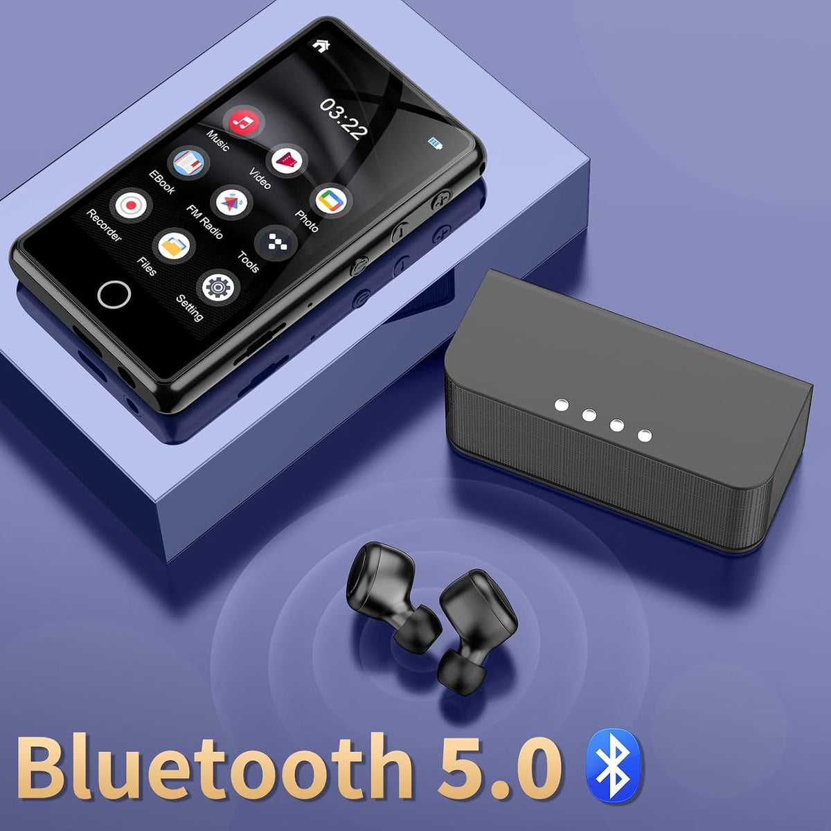 MUSICOZY 80GB MP3 Player with Bluetooth 3″Full Video Format Music Player Portable MP4 Media Player with Built-in Speaker FM Radio Video E-Book Recording for Students Sports. Expandable up to 512GB