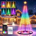 5FT Smart Christmas Tree Light IP65 RGB Christmas LED Lights 16 Mil Color Changing APP & Remote Control Music Sync Timer Group Control String Lights Xmas Decor Patio Beach Pool Cruise Party Gift