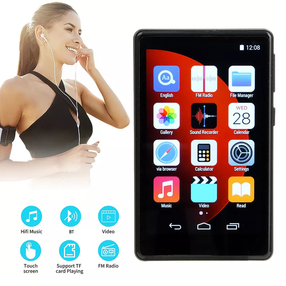 96GB MP3 Player with Spotify 4 Touch Screen 1080P HD Video Mp3 & Mp4 Player with Bluetooth WiFi HiFi Lossless Sound Android Music Player with Audible Browser Amazon Music FM Radio Support Up 512GB