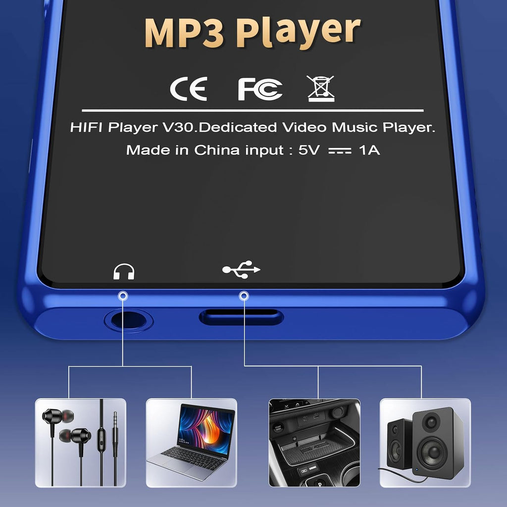 MUSICOZY 80GB MP3 Player with Bluetooth 3″Full Video Format Music Player Portable MP4 Media Player with Built-in Speaker FM Radio Video E-Book Recording for Students Sports. Expandable up to 512GB