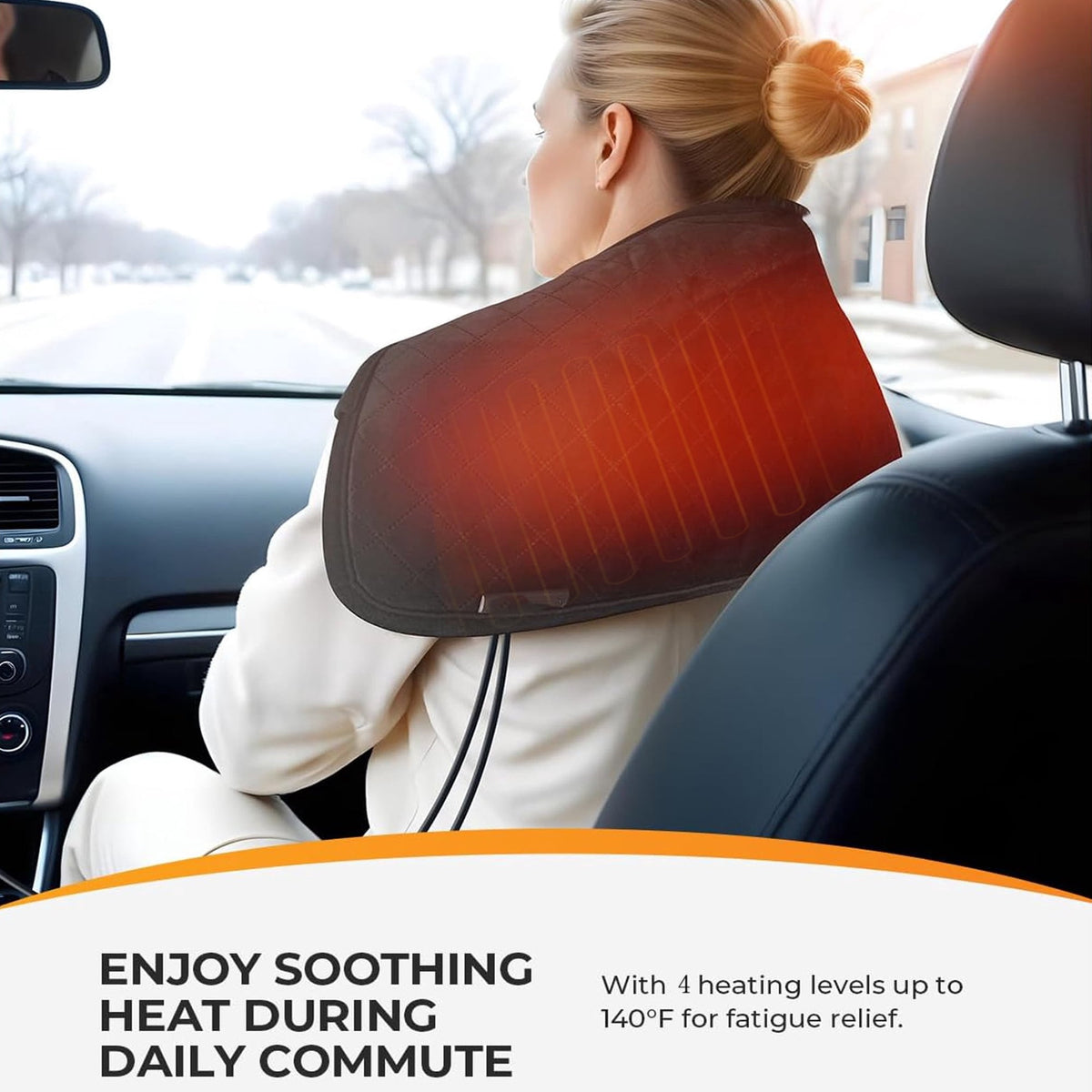 Car Heated Blanket for Back Pain Relief 12V Car Electric Blanket with 4 Heat Setting 8 Auto-Off AB-Sided Portable Mini Travel Heated Blanket for Women and Men Christmas Gifts for Elderly People