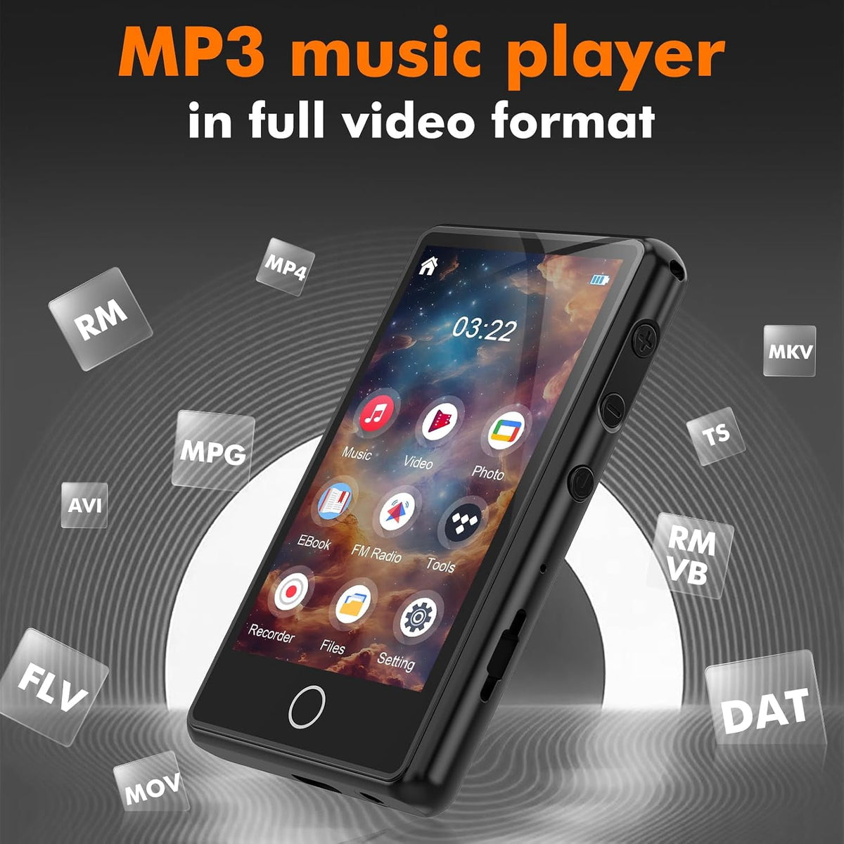 MUSICOZY 80GB MP3 Player with Bluetooth 3″Full Video Format Music Player Portable MP4 Media Player with Built-in Speaker FM Radio Video E-Book Recording for Students Sports. Expandable up to 512GB