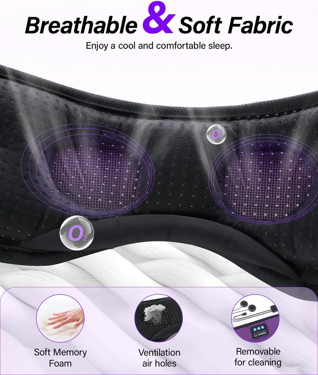 LC-dolida Sleep Headphones  White Noise Bluetooth Sleep Mask 3D Breathable Wireless Eye Mask for Timing  Sleep Mask with Bluetooth Headphones for Side Sleepers Travel Yoga  Cool Gadgets for Women Men