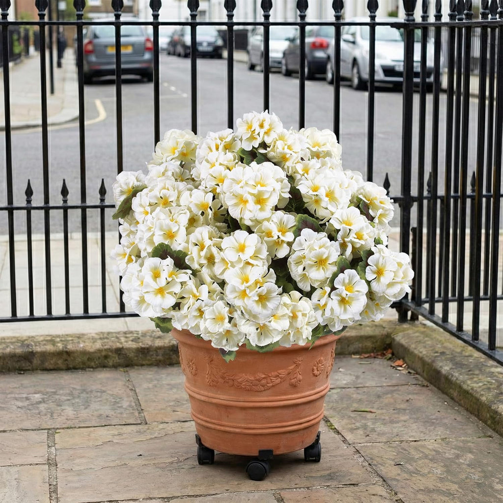 XEAZON Artificial Fake Flowers for Outdoors Decoration 6 Bundles Silk Geraniums Flower UV Resistant Look Real Faux Plants for Spring Summer Garden Porch Patio Window Box Balcony Planters Home Decor