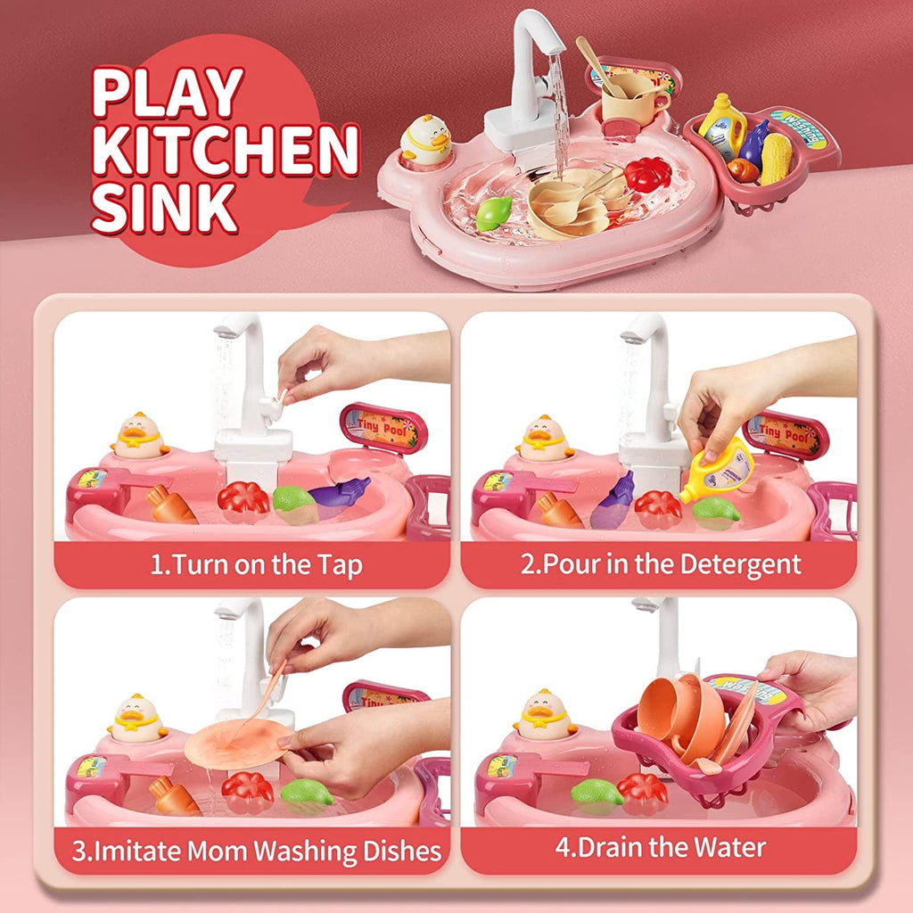 Toddler Toys Baby Toys Kid Toys Fishing Table and Dishwasher Toys Kids Kitchen Sink & Fishing Playset & Electric Dishwasher Toys Electric Water Table for Kid 3-12 Years Play Sink Fishing Toy Pool Set