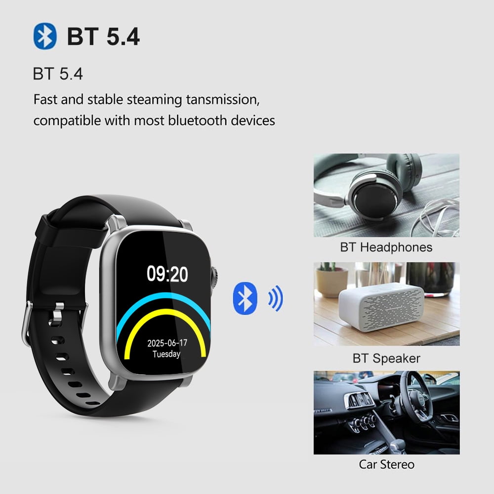 MP3 Player Sports Watch 32GB Bluetooth Music Player 2.0 Touch Screen MP3 MP4 Player Build-in Speaker/Photo/Video Play/Voice Recorder/E-Book Reader Supports up to 128GB for Kids Running Walking
