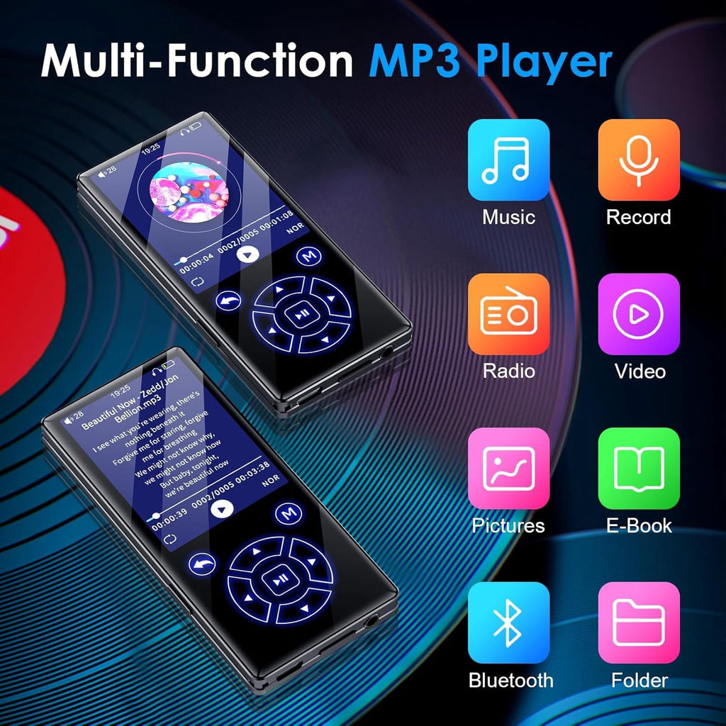 MUSICOZY 64GB MP3 Player Touch Screen Earphone Portable Digital Music Player Lossless HiFi Audio MP3 MP4 Player Support FM Radio/Video/Recorder/E-Book Supports up to 128GB for Studying Running