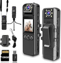 Body Camera with Audio and Video Recording HD 1080P Body Cam with 180° Rotating Lens 6HR Battery IR Cut Auto Night Vision 128GB Body Worn Camcorder for Personal Civilians Police Law Enforcement