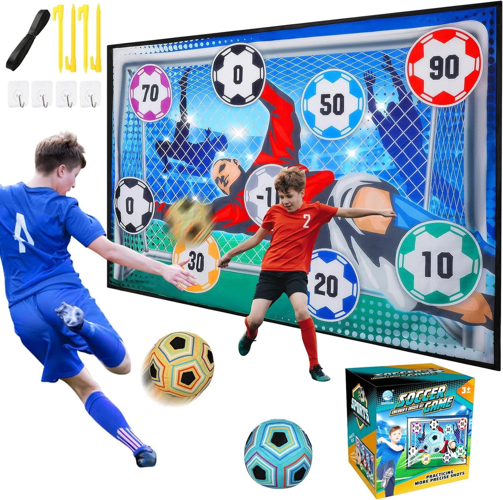 CEDQ Toy Soccer Ball Game Set for Boys and Girls Kids Sports Toys Indoor Outdoor Backyard Toss Soccer Goal Game with 2 Balls 1 Flannel Target Soccer Toys for 3-5 6-8 8-12 Years Old Kids Birthday Gift