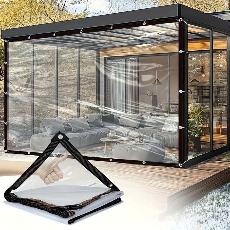 Clear Waterproof Tarps with Grommets 7x13FT with 1 Rolls Ropes Clear Vinyl Tarp Heavy Duty Anti Tear Outdoor Clear Plastic Tarp Clear PVC Covering for Patio Henhouse Porch Canopy Plant Garden Camping