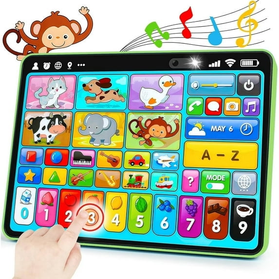 Learning Tablet for Toddlers 1-3 Trilingual Learning Toys–New Version Educational Toy with Sounds&Speech Therapy–Early Development Gifts for 1 Year Old Boys Girls Ages 12-18 Months to 2-3 Years Gift