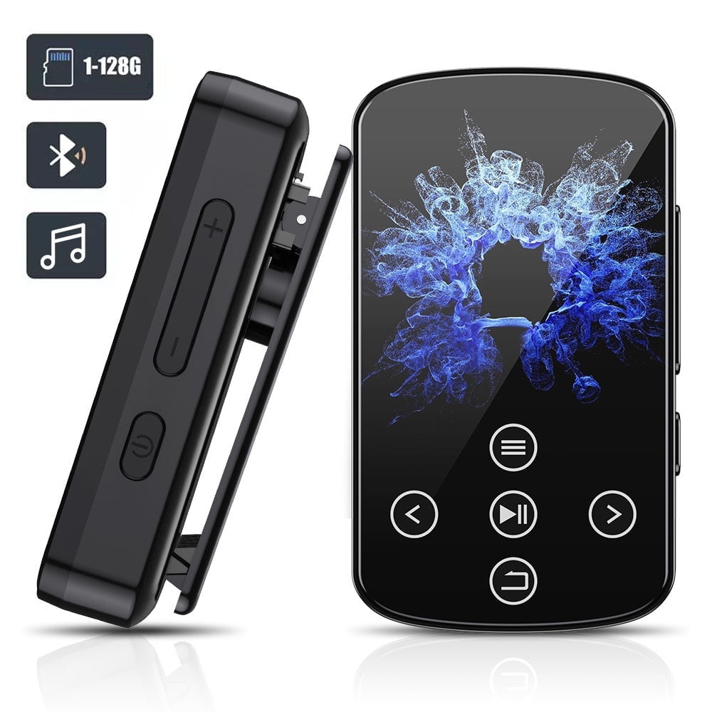 MP3 Player Bluetooth 5.4 MP4 Music Player with 32GB SD Card Portable HIFI Sports Music Player with Clip Touch Screen Button Voice Recorder FM Radio E-Book Support up to 128GB for Running Walking