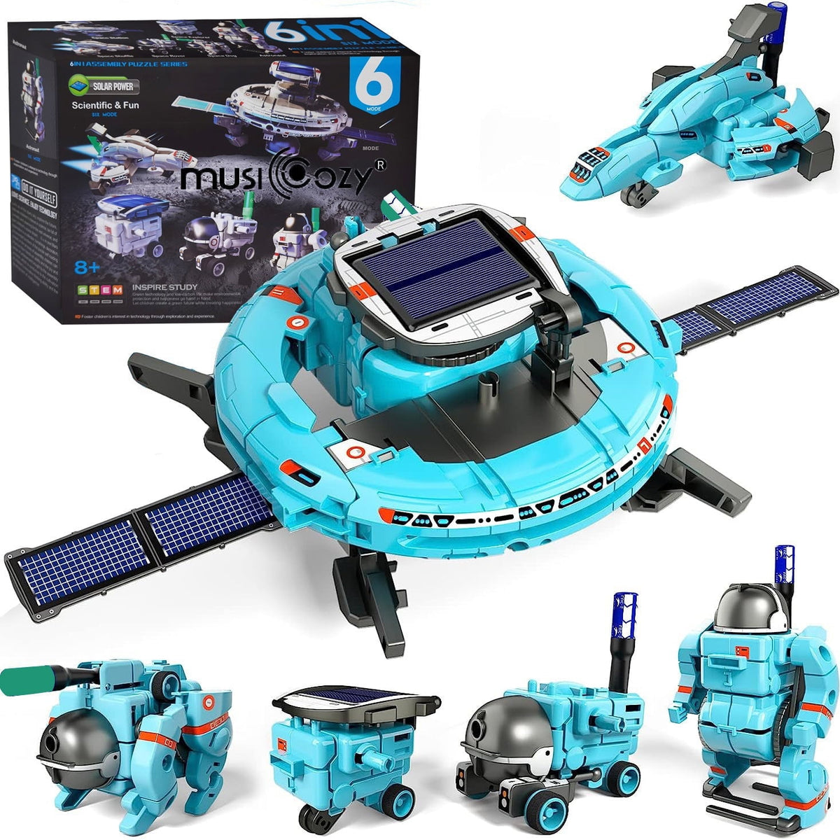 MUSICOZY 6-in-1 Building Science STEM Kits，STEM Projects for Kids Ages 8-12 12-16 Solar Robot Kit Space Toys Birthday Gifts for 8 9 10 11 12 13 14 15 16 Year Old Boys Girls