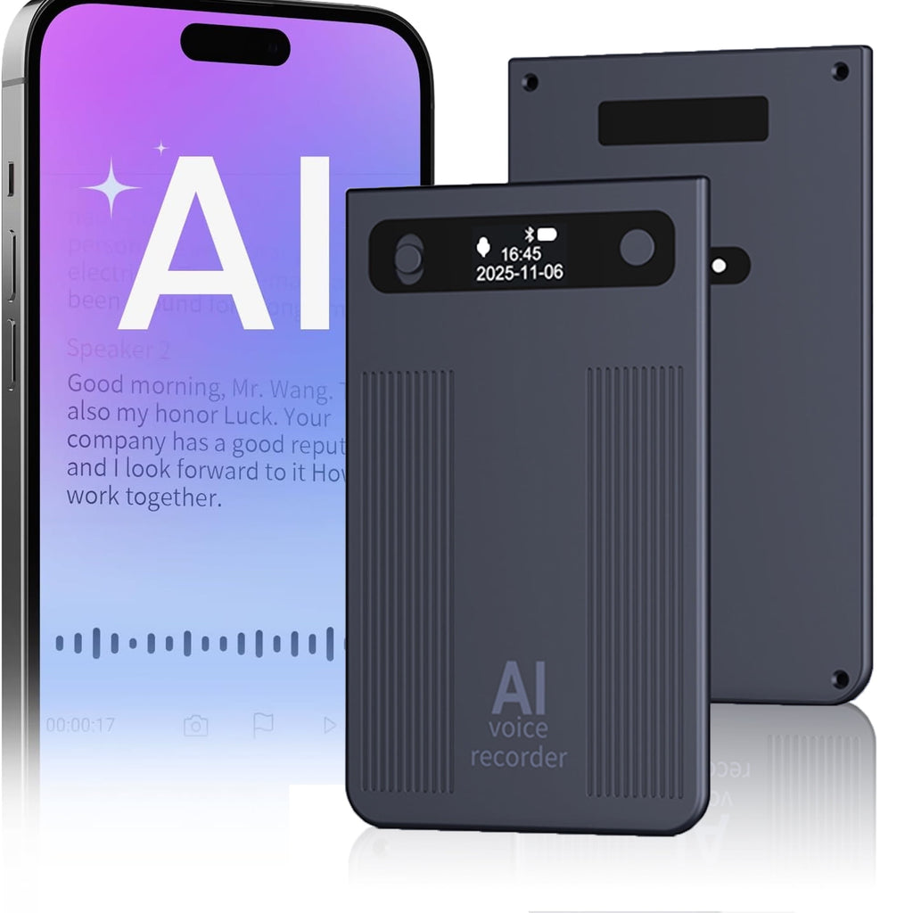 MUSICOZY AI Voice Recorder Note Voice Recorder Transcribe&Summarize AI Noise Cancellation Technology Supports 120 Languages 64GB Memory APP Control Audio Recorder for Lectures Meetings Call Dark Gray