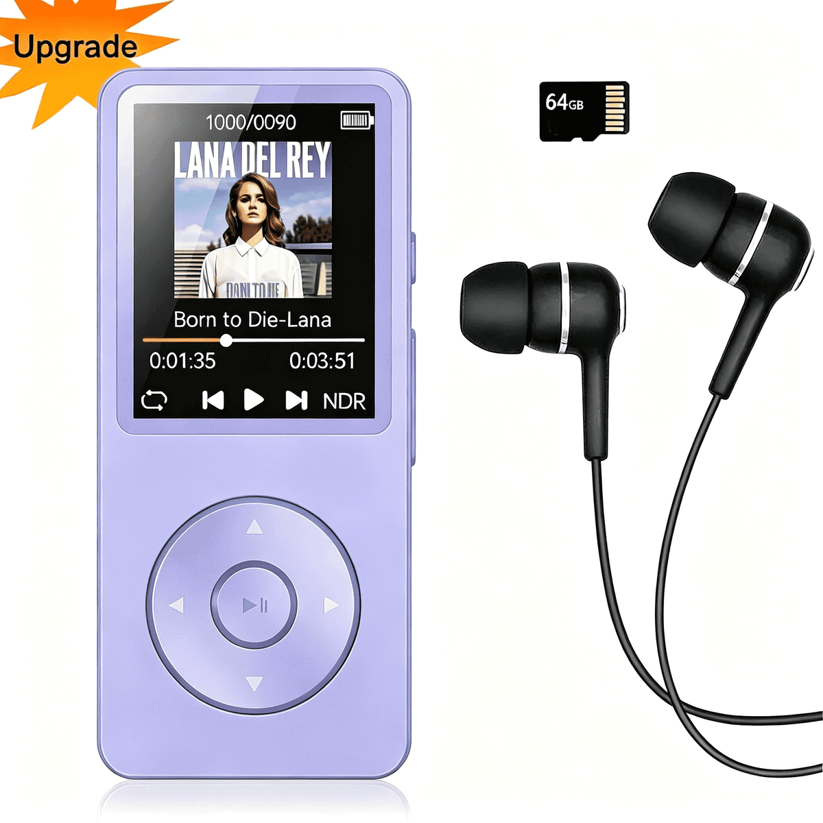 MUSICOZY MP3 Player with Bluetooth and 64GB Hi-Fi Music Player with Built-in Speaker Earphones Voice-Activated Recording MP3 Players with FM/E-Book/Video Supports up to 128GB for Kids Running Walking