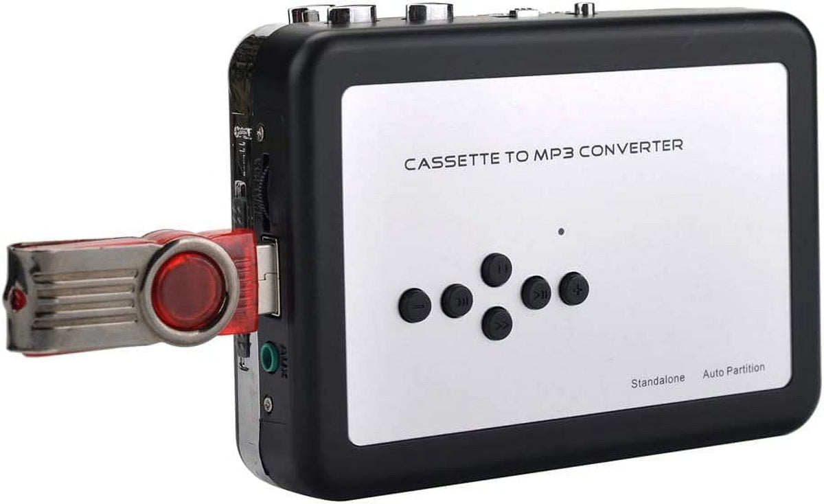 Portable Walkmen Cassette Player Best Overall Standalone USB Cassette to MP3 Converter Audio Music Cassette Tape to Digital Converter Player (White)