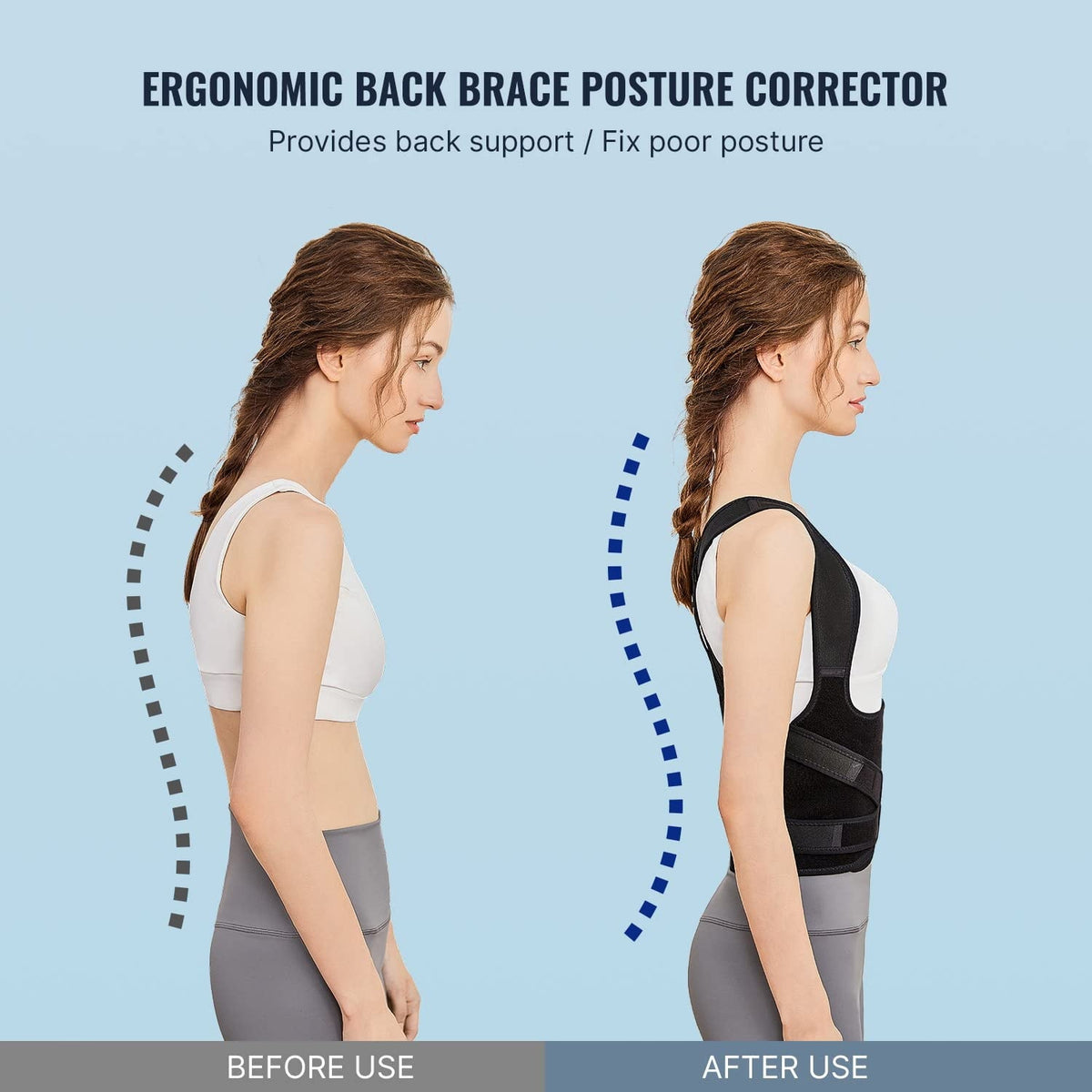 MUSICOZY Back Brace Posture Corrector for Women and Men  Back Straightener Posture Corrector  Scoliosis and Hunchback Correction  Back Pain  Spine Corrector  Adjustable Posture Trainer  Medium