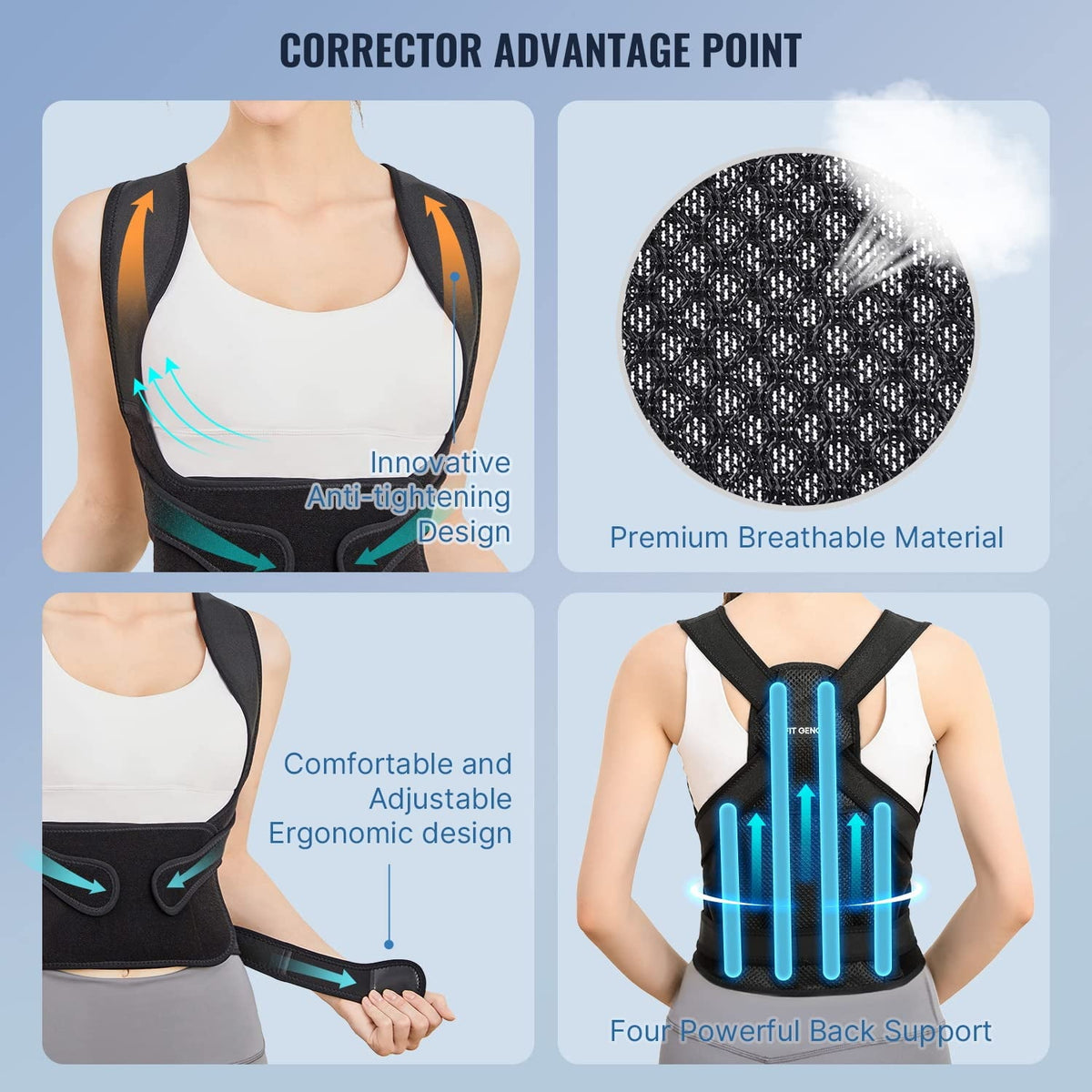 MUSICOZY Back Brace Posture Corrector for Women and Men  Back Straightener Posture Corrector  Scoliosis and Hunchback Correction  Back Pain  Spine Corrector  Adjustable Posture Trainer  Medium