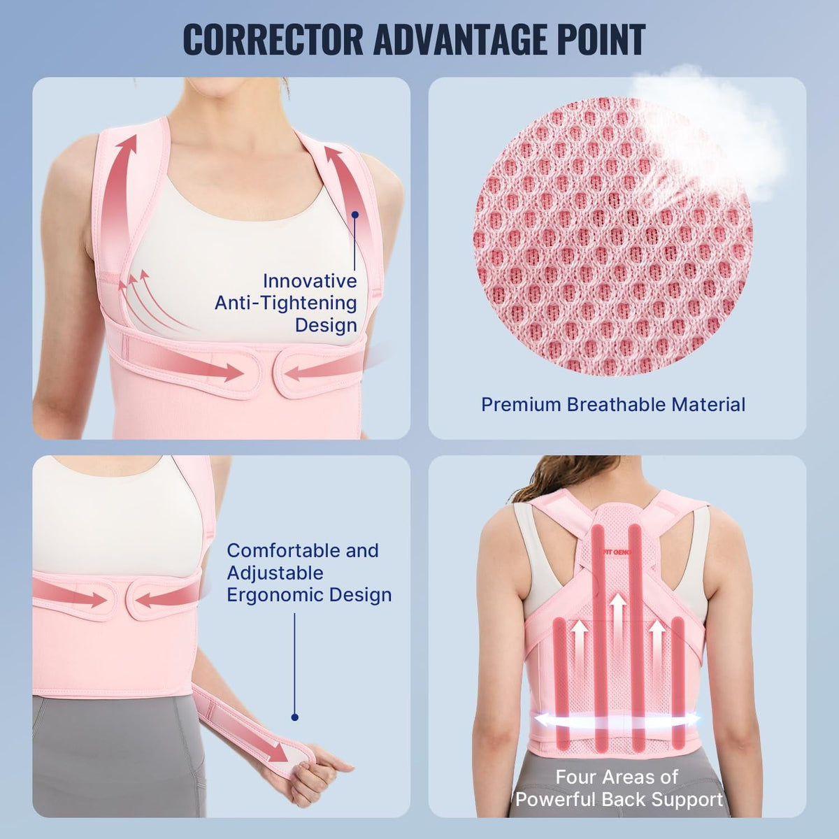 MUSICOZY Back Brace Posture Corrector for Women  Back Straightener Posture Corrector  Scoliosis and Hunchback Correction  Back Pain  Spine Corrector  Support  Adjustable Posture Trainer Pink Small