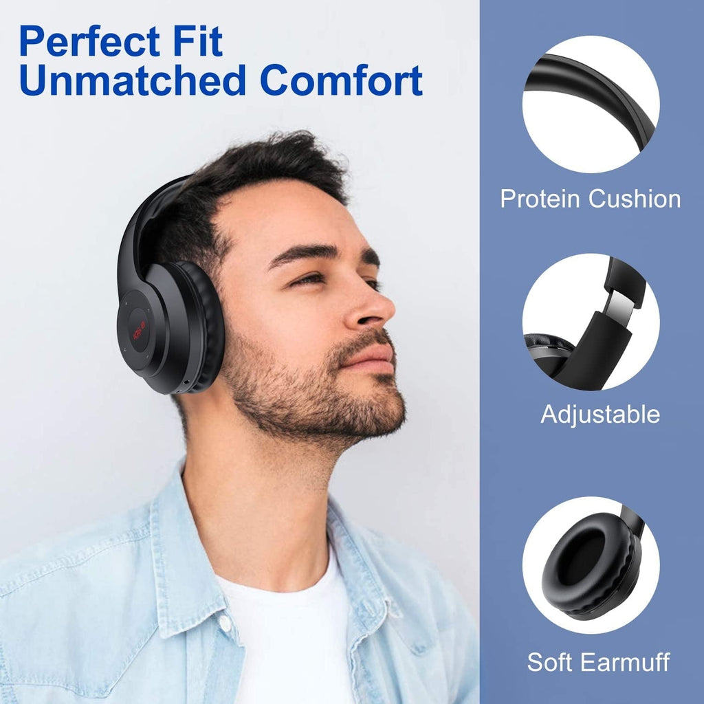 Wireless FM Radio Headphones with Bluetooth  Built-in Microphone  LED Display  Rechargeable & Portable Headphones  Soft Ear Muffs  FM Headset Radio Receiver for Meeting  Works  Hiking  Jogging