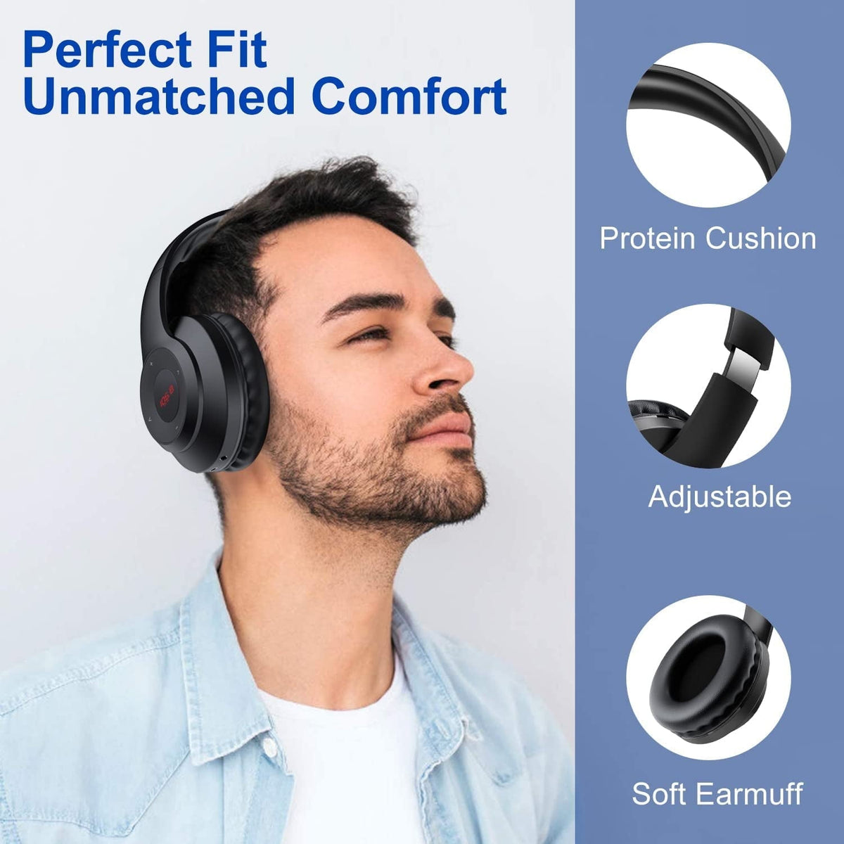 Wireless FM Radio Headphones with Bluetooth  Built-in Microphone  LED Display  Rechargeable & Portable Headphones  Soft Ear Muffs  FM Headset Radio Receiver for Meeting  Works  Hiking  Jogging