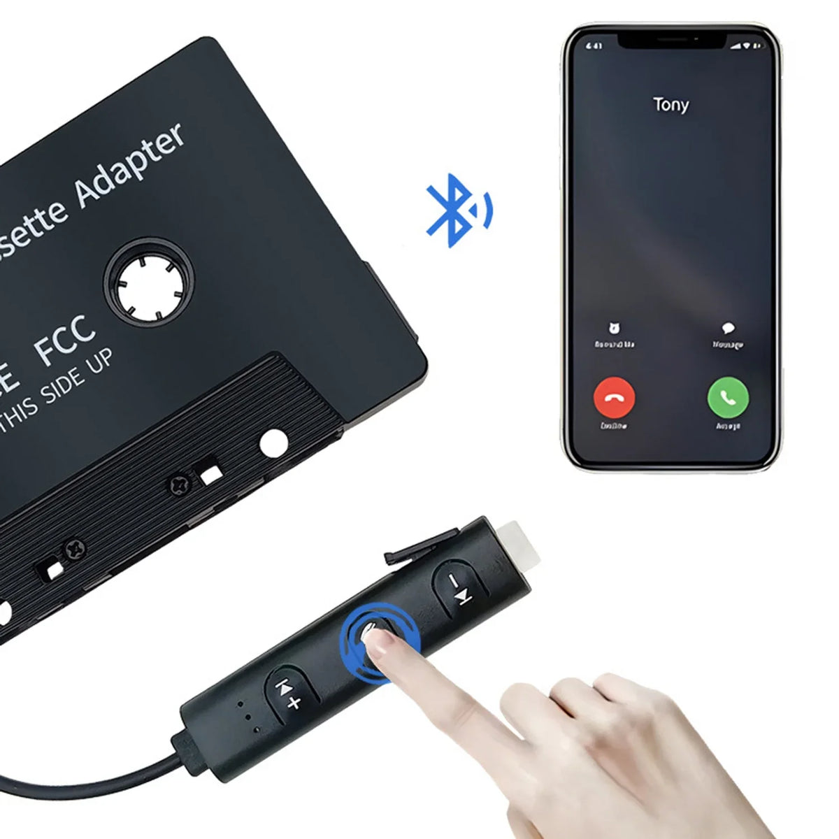 New Car Audio Bluetooth Wireless Cassette Receiver  Bluetooth 5.1 Car Audio Stereo Cassette Vehicle Tape Converter Cassette  Work While Charging Black