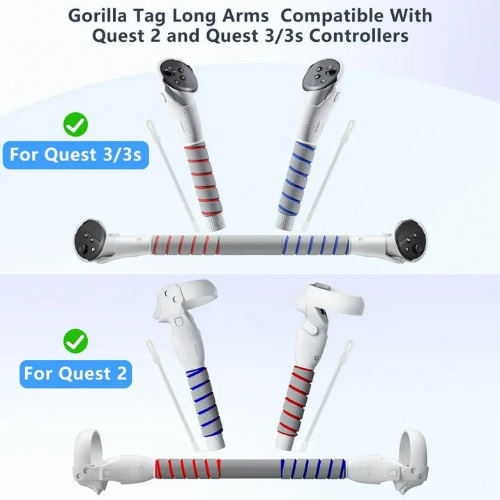 VR Gorilla Tag Long Arms for Meta Quest 3S/Quest 3/Oculus Quest 2  Handle Attachments Fit for Meta Quest 3S Accessories  Extension Grips for Playing Beat Saber/Baseball/Golf Club Game