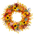 Fall Wreath Thanksgiving Decorations-18inch Fall Wreath with Sunflower Maple Leaf for Front Door - Autumn Wreath Artificial Wreaths with Flower for Thanksgiving Halloween Harvest Festival Home Decor