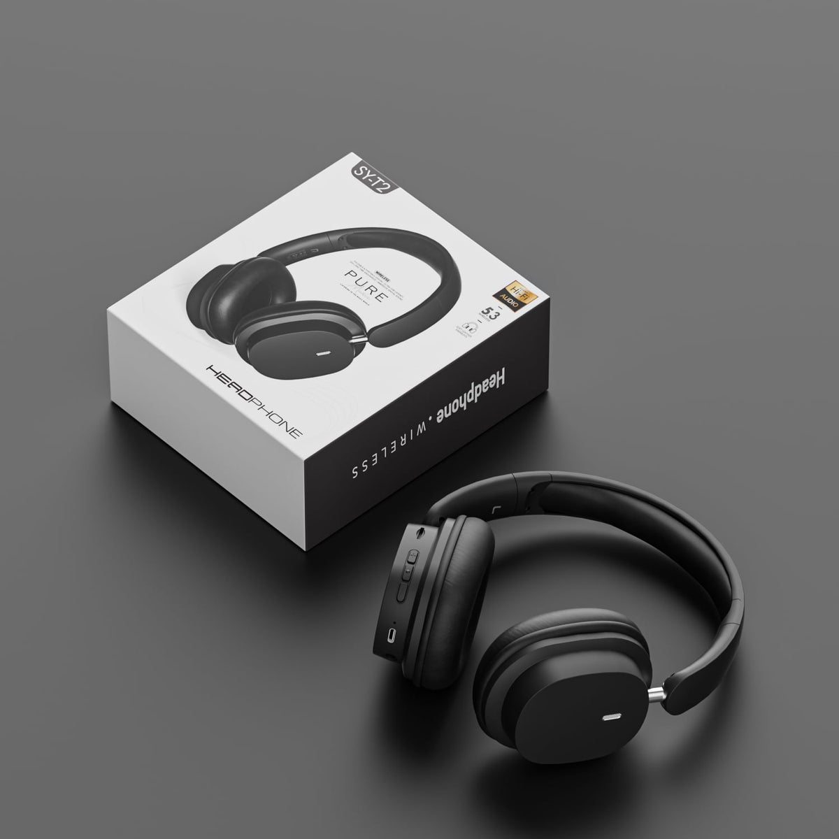 Wireless Bluetooth Headphones Over Ear Hi-Fi Stereo Wireless Headphones Foldable/Wired/Wireless with Microphone/TF Available for TV Travel Home Office Headset Quick Charge 20 Hours Playtime Black