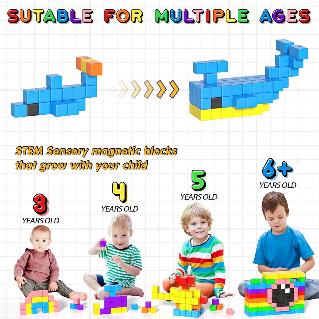 CEDQ Magnetic Blocks Toys Magnet Building Cubes for Toddlers Ages 3-5 54PCS STEM Baby Educational Sensory Autism Montessori Preschool Toys Gifts for Kids Ages 4-8 Year Old Boys and Girls