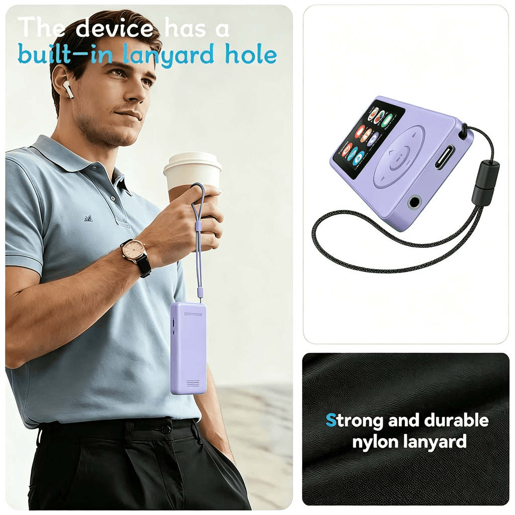 MUSICOZY MP3 Player with Bluetooth and 64GB Hi-Fi Music Player with Built-in Speaker Earphones Voice-Activated Recording MP3 Players with FM/E-Book/Video Supports up to 128GB for Kids Running Walking