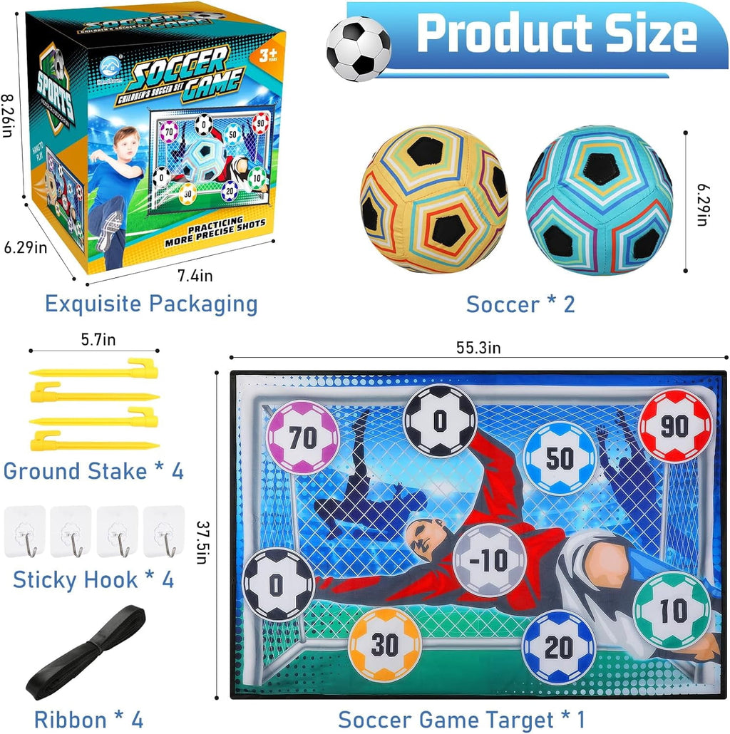 CEDQ Toy Soccer Ball Game Set for Boys and Girls Kids Sports Toys Indoor Outdoor Backyard Toss Soccer Goal Game with 2 Balls 1 Flannel Target Soccer Toys for 3-5 6-8 8-12 Years Old Kids Birthday Gift