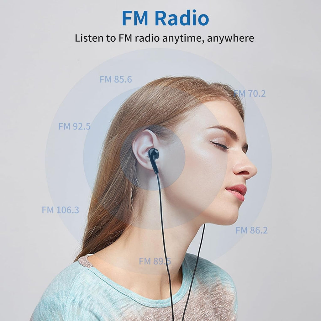 MP3 Player Music Player with 64GB Micro SD Card Earphone Build-in Speaker/Photo/Video Play/FM Radio/Voice Recorder/E-Book Reader Supports up to 128GB for Kids Running Walking