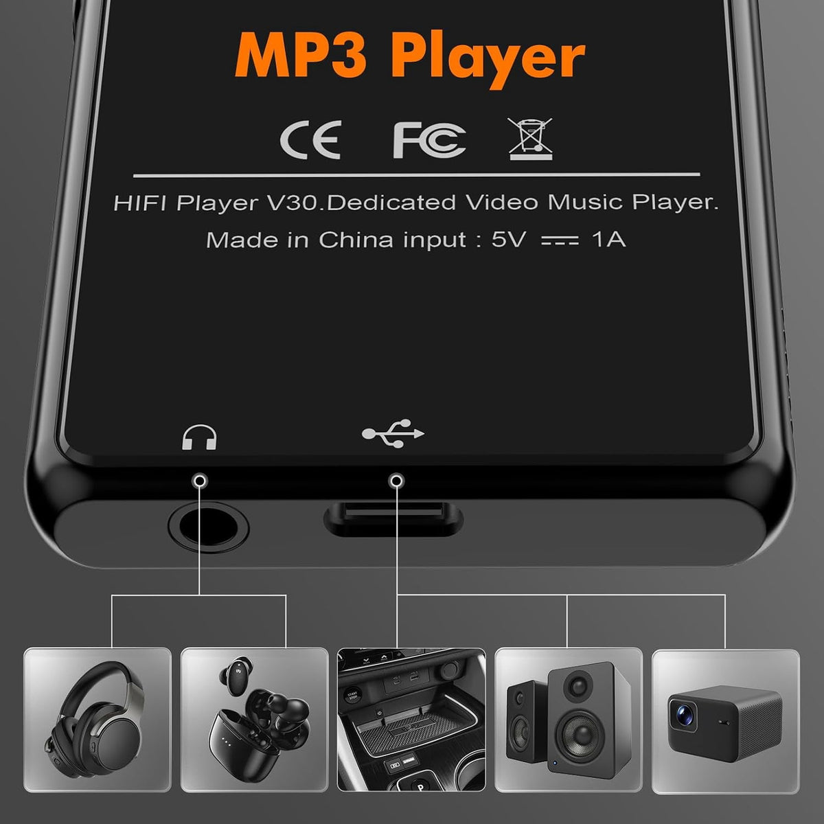 MUSICOZY 80GB MP3 Player with Bluetooth 3″Full Video Format Music Player Portable MP4 Media Player with Built-in Speaker FM Radio Video E-Book Recording for Students Sports. Expandable up to 512GB
