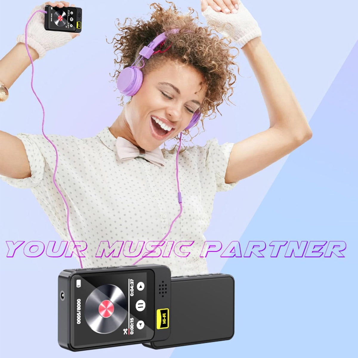 MUSICOZY MP3 Player with Bluetooth 32GB Music Player with Built-in HD Speaker Calendar Alarm Clock Touch Screen FM Radio Voice Recorder Hifi Sound E-Book function MP3 MP4 Player with Earphones
