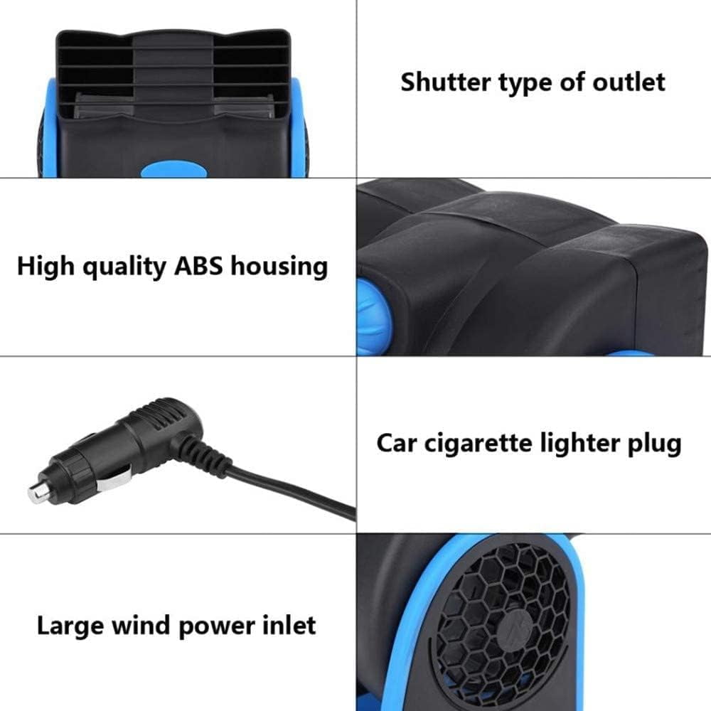 12V Car Dash Fan No Leaf Quiet Cooling Powerful RV Ventilation Squirrel Cage 2 Speed Electric Air Conditioner with Cigarette Lighter Plug for Auto SUV Vehicle Van