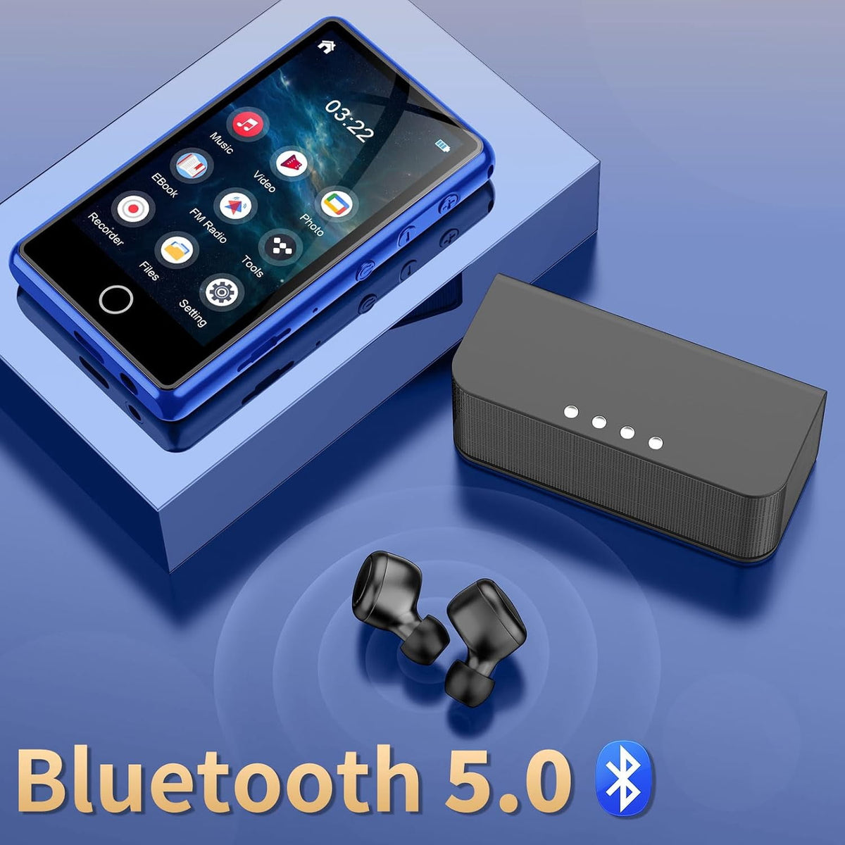 MUSICOZY 80GB MP3 Player with Bluetooth 3″Full Video Format Music Player Portable MP4 Media Player with Built-in Speaker FM Radio Video E-Book Recording for Students Sports. Expandable up to 512GB